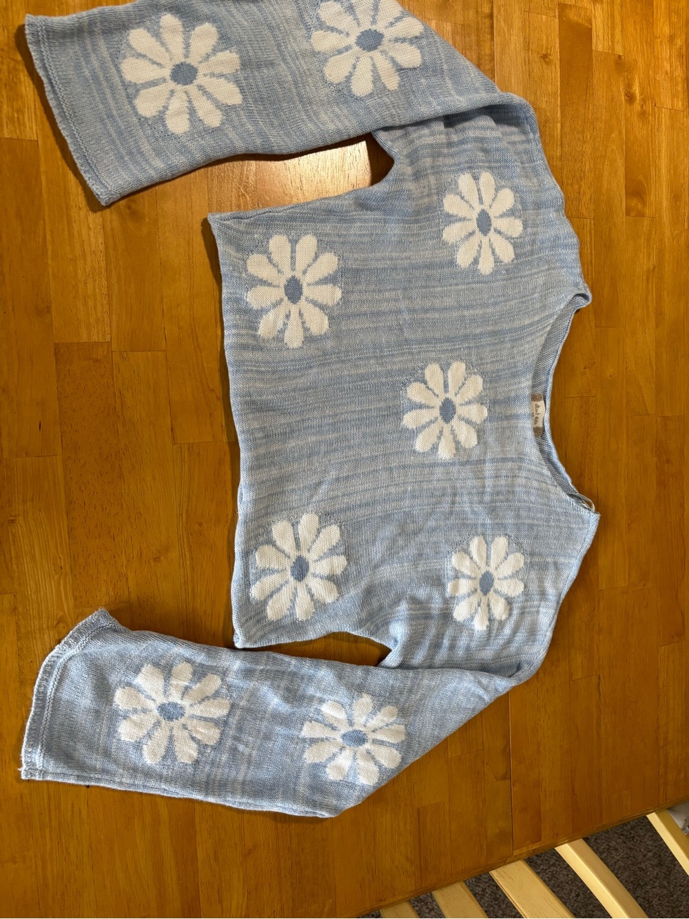 Altar'd State Light Blue Daisy Knit Jumpsuit